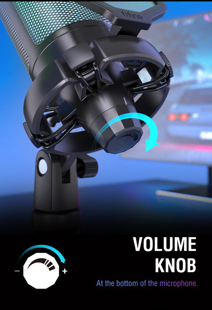 FIFINE USB Gaming Microphone,Condenser MIC with RGB,for PC PS4 PS5 MAC,Suit for Podcasters/Gamers/Influencers/Home Studio