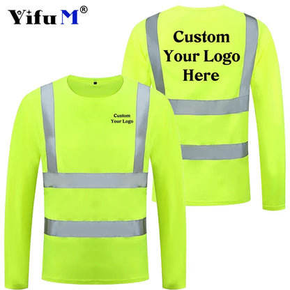 DIY Logo Outdoor Sports Fluorescent High Visibility Safety Work Shirt Breathable Work T Shirt Reflective Vest T-shirt Quick Dry