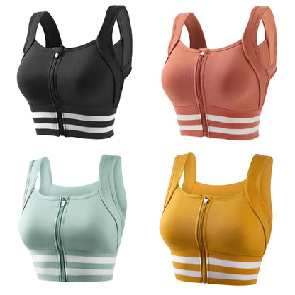Zipper Front Closure Sports Bra Fitness Crop Tops with Built in Bra Gym Yoga Workout Padded Tank Top Athletic Vest Plus Size