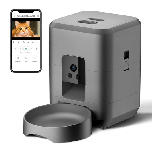 ZKYJ Automatisk Husdjursmatare 2L – WiFi, Kamera/Video, App-styrd, Tidsinställning, 50–100g Portioner, Katt &amp; Hund