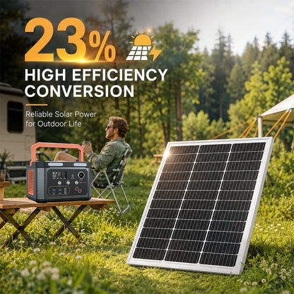Portable Power Station 500W Optional 80W Rigid Solar Panel with 5m Extension Cable Outdoor Solar Generator for Camping RV Emergency Backup Power