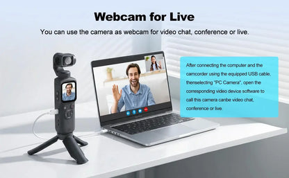 4K  Action Camera 180° Auto-rotate Len Pocket Camera 1.9" Touchscreen Zoom Sport Cam Portable Vlog Video Recorder Cycling