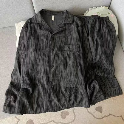 Herr Pyjamas 2-delad – Vintage Rutig Broderad Hund, Plus Size L–3XL, 5 Motiv