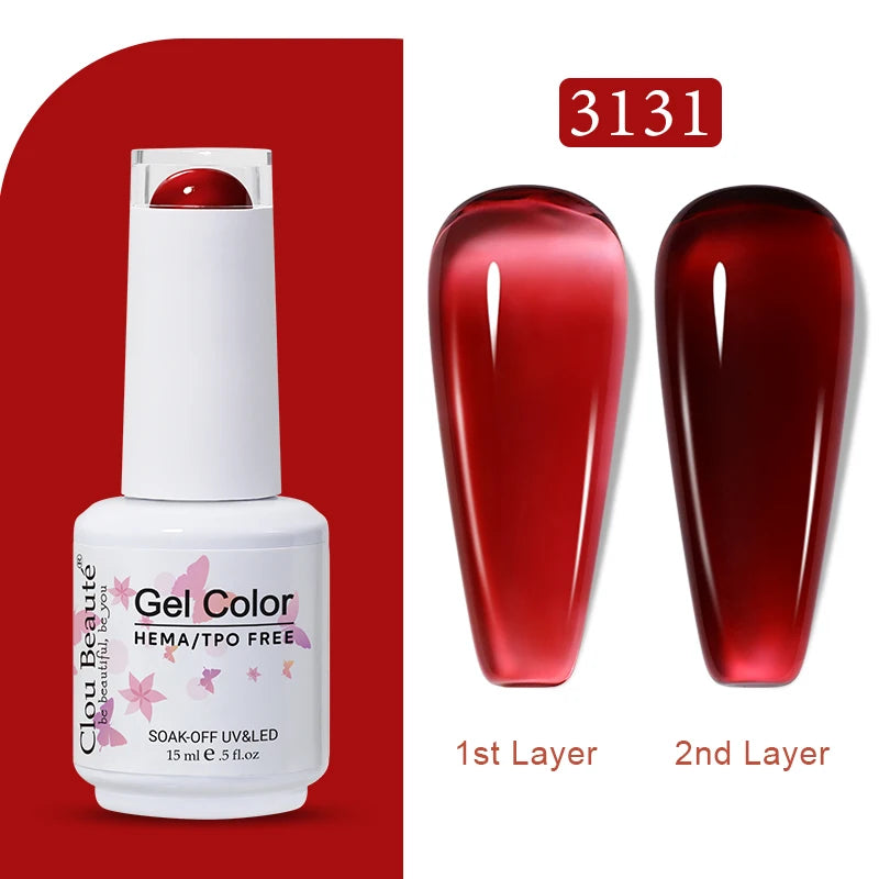 Clou Beaute Transparent French Gel Polish Translucent Nude Pink Red Jelly Glass Milky White Varnish Rainbow Color Nail Art