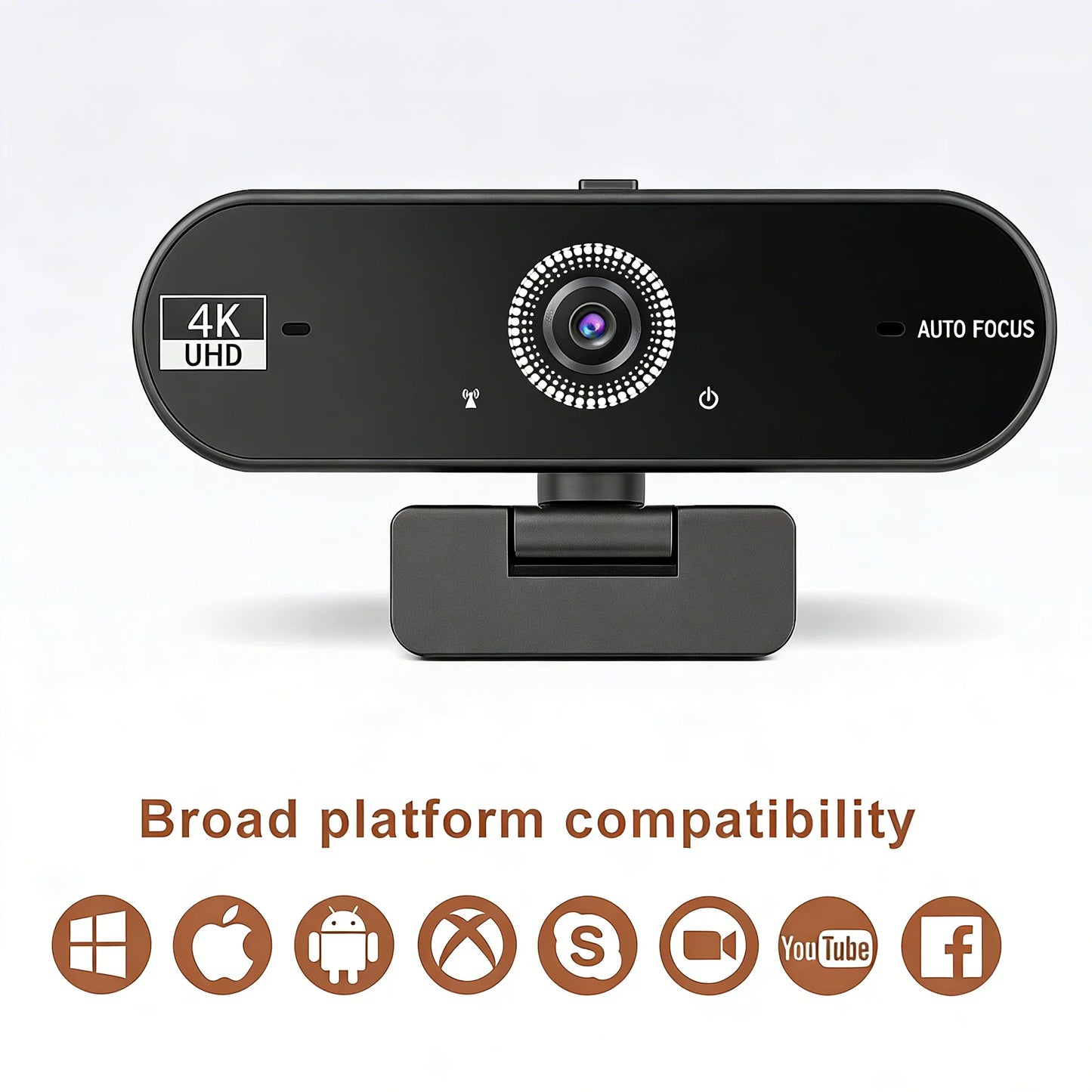 4K Webcam for PC 30fps Autofocus Web Camera With Noise Reducing Microphone Privacy Cover Auto Exposure USB 2.0 Type-C Adapter