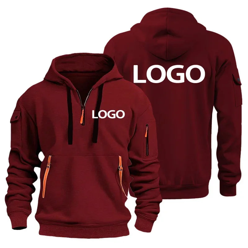 Hoodie med Dragkedja och Armfickor – Eget Tryck eller Logotyp | Herr S–XXXL