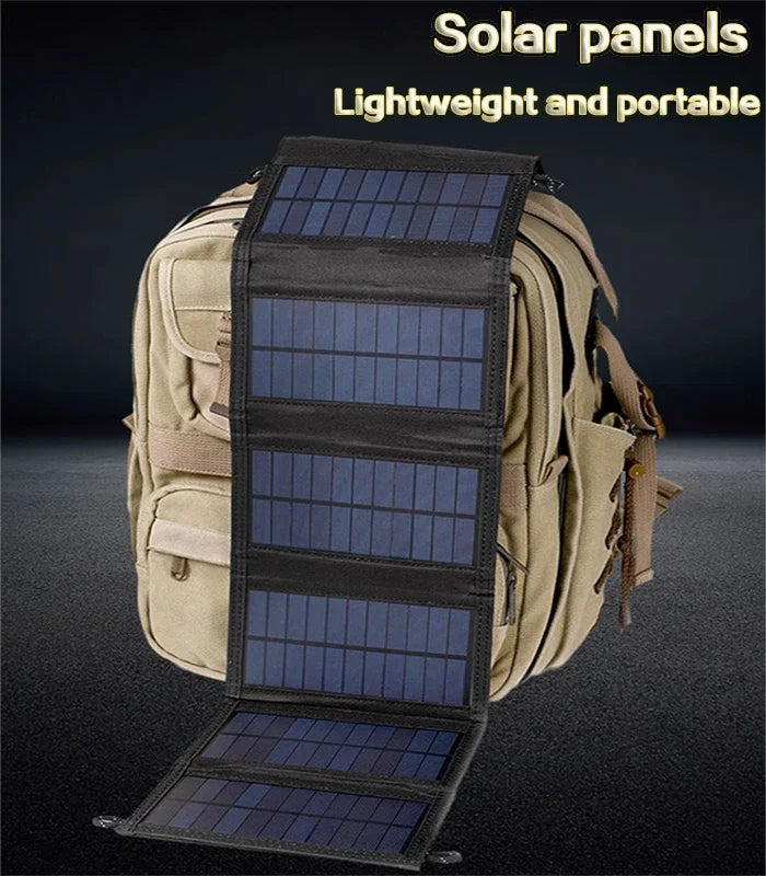Hopfällbar Solpanel 20W – 6 Paneler, USB 5V, IP65, Monokristallin, Camping & Friluftsliv