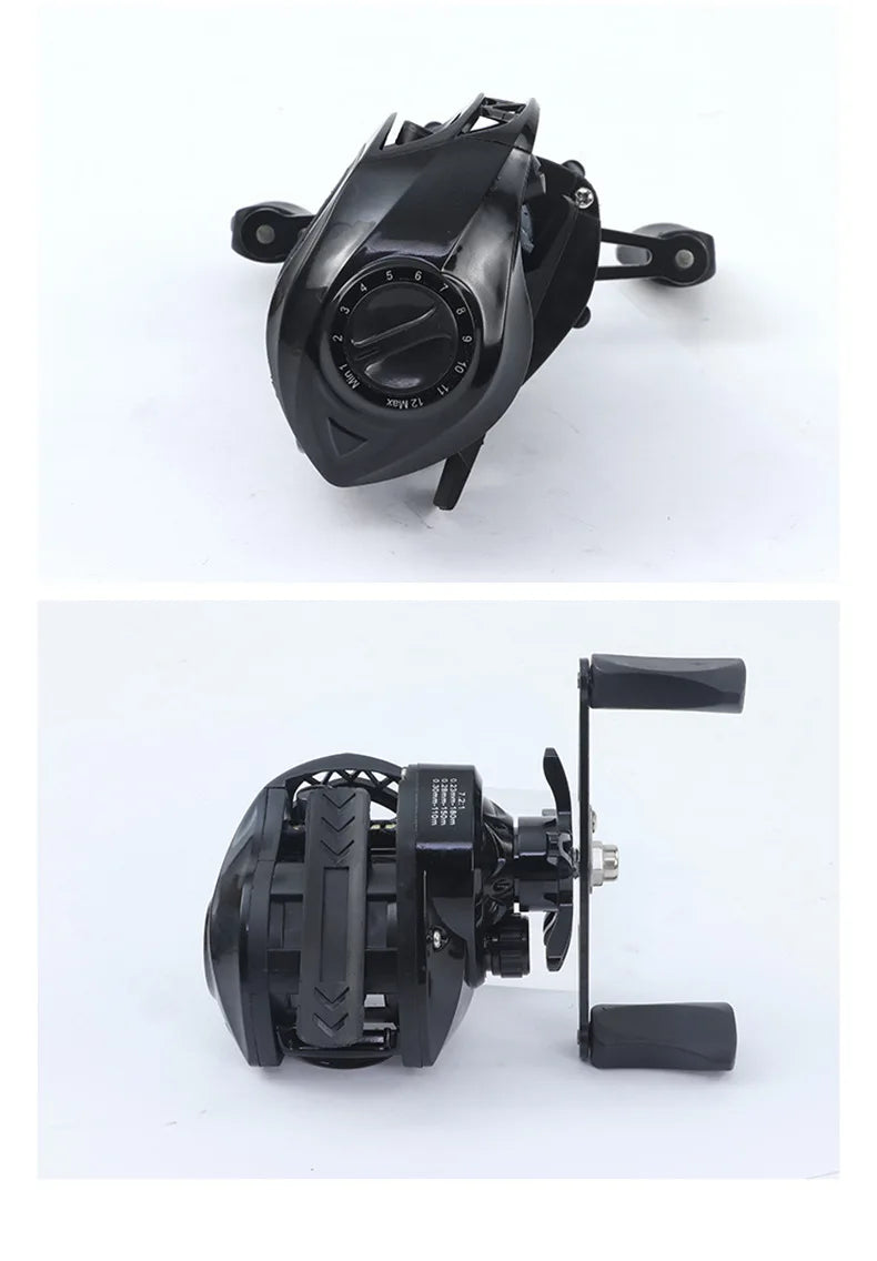 Huidiao Beginner Baitcasting Reel 7.2:1 Easy Casting Fishing Reel 10KG Max Drag 12-Level Magnetic Brake System for New Angler