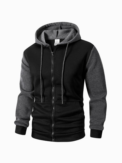 Herr Oversized Hoodie med Dragkedja – Casual Sweatshirtjacka, 3 Färger