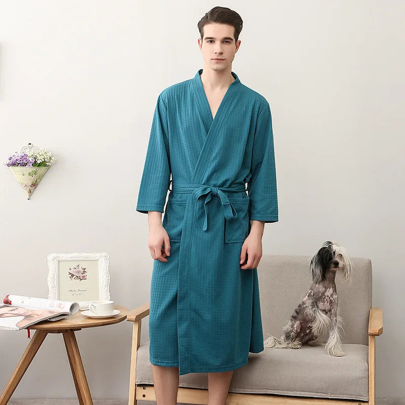 Unisex Kimono Badrock Lång – Lätt Mjuk Sommar & Höst Loungewear, 17 Färger M–3XL