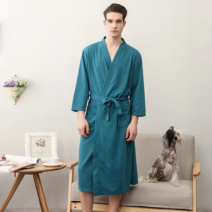 Unisex Kimono Badrock Lång – Lätt Mjuk Sommar & Höst Loungewear, 17 Färger M–3XL