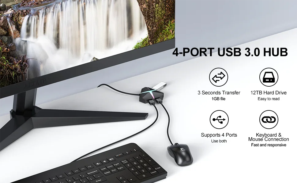 USB 3.0-hubb med 4 eller 7 portar – 0,6 eller 1,2 m