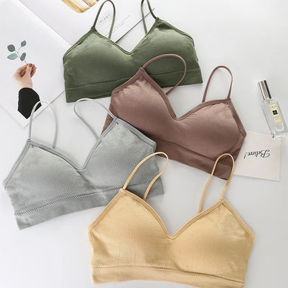 Women Non Wired Bras Seamless Bras Sports Bra Gym Running Push Up Bralette Padded Vest Elastic Brassiere Women Gym Bra Top