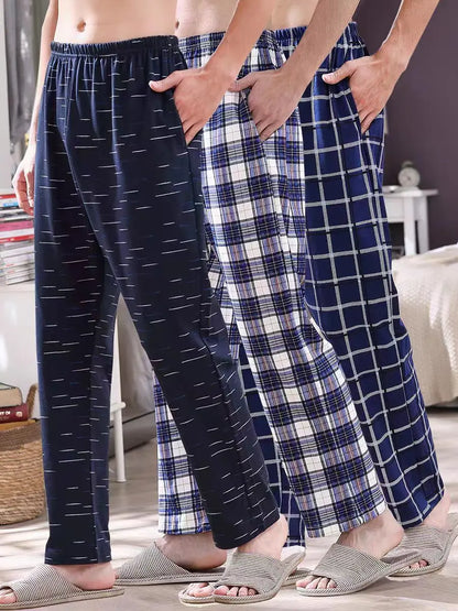 Herr Pyjamasbyxor Långa – Tunna Andningsbara Casual Hemmabyxor, 12 Färger M–6XL