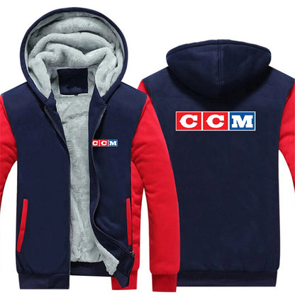CCM Vinterhoodie Herr – Tjock fleece, dragkedja, solid färg, varm & bekväm, S–5XL, 12 färger