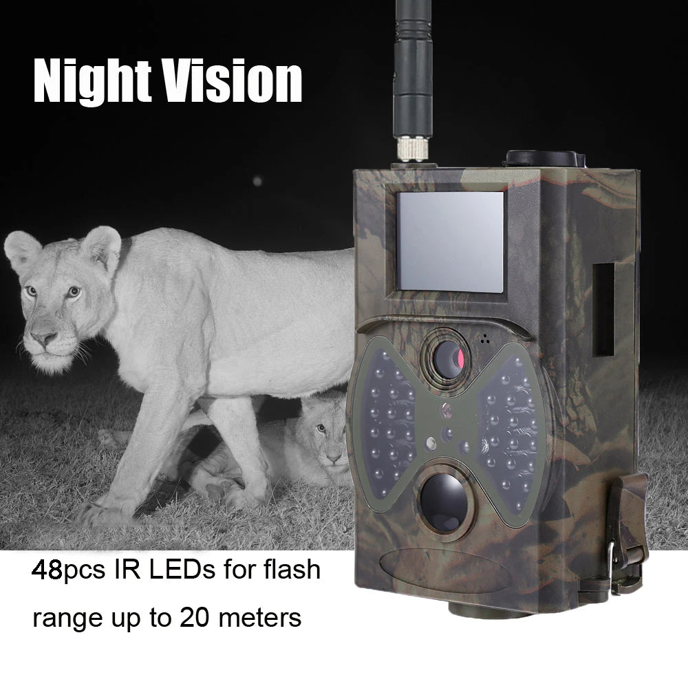 2G GSM MMS SMTP Hunting Trail Camera Cellular Mobile 16MP 1080P Photo Traps Wild Camera HC300M Wireless Wildlife Surveillance