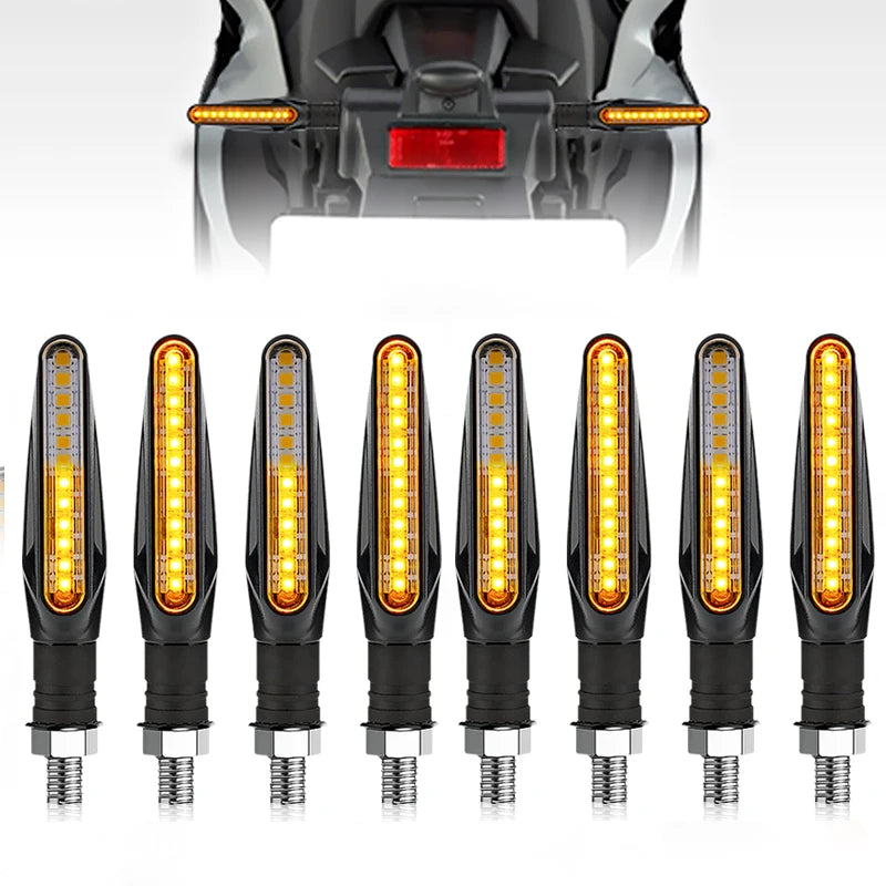 2 st LED-blinkers för motorcykel med flytande ljus, 12 LED
