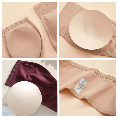 Plus Size Women's Front Fastening Bandeau Bras Strapless Push Up Wirefree Comfortable Bra Strapless Everyday Padded Bralette