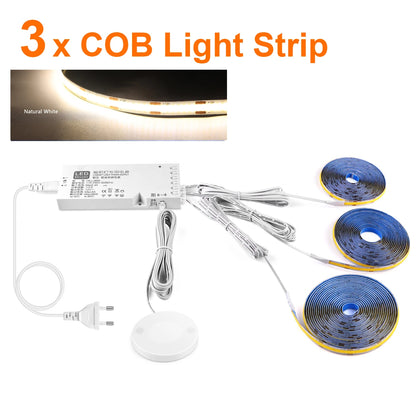 Smart Dimbar COB LED-list med Touchsensor – Varmvit/Neutralvit, 1–5m, Klippbar, Handsvep, EU/US-kontakt