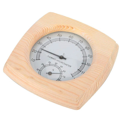 140 mm termometer och hygrometer i trä för bastu