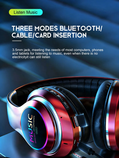 Wireless Bluetooth 5.0 HiFi Headphone With On-Ear Headset Stereo Sound Earphones Sports Office Game Foldable Low Latency