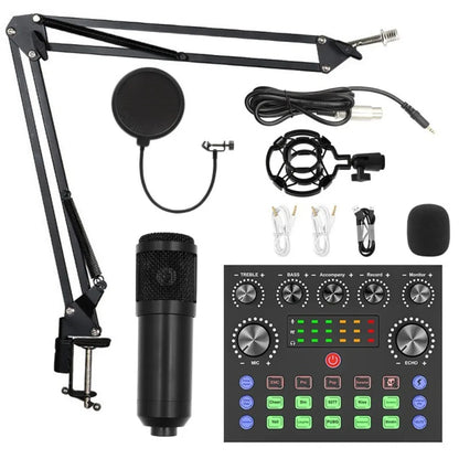 BM800 Condenser Microphone with V8Sound Card Set for Studio Recording AndStreaming Audio Smartphone Live Streaming Bracket Set