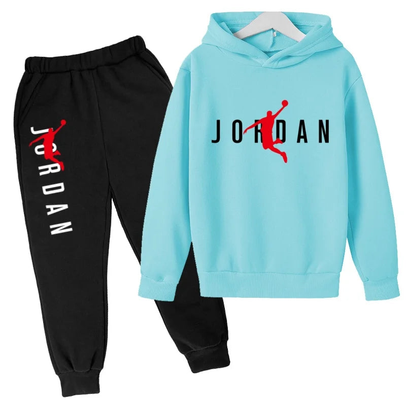Kids Hoodie Basketball Letters Pullover 3-12Yrs Coat Sweatshirt+Pants Boy Girl Toddler Jogging Clothes Leisure Fashion Brand Set