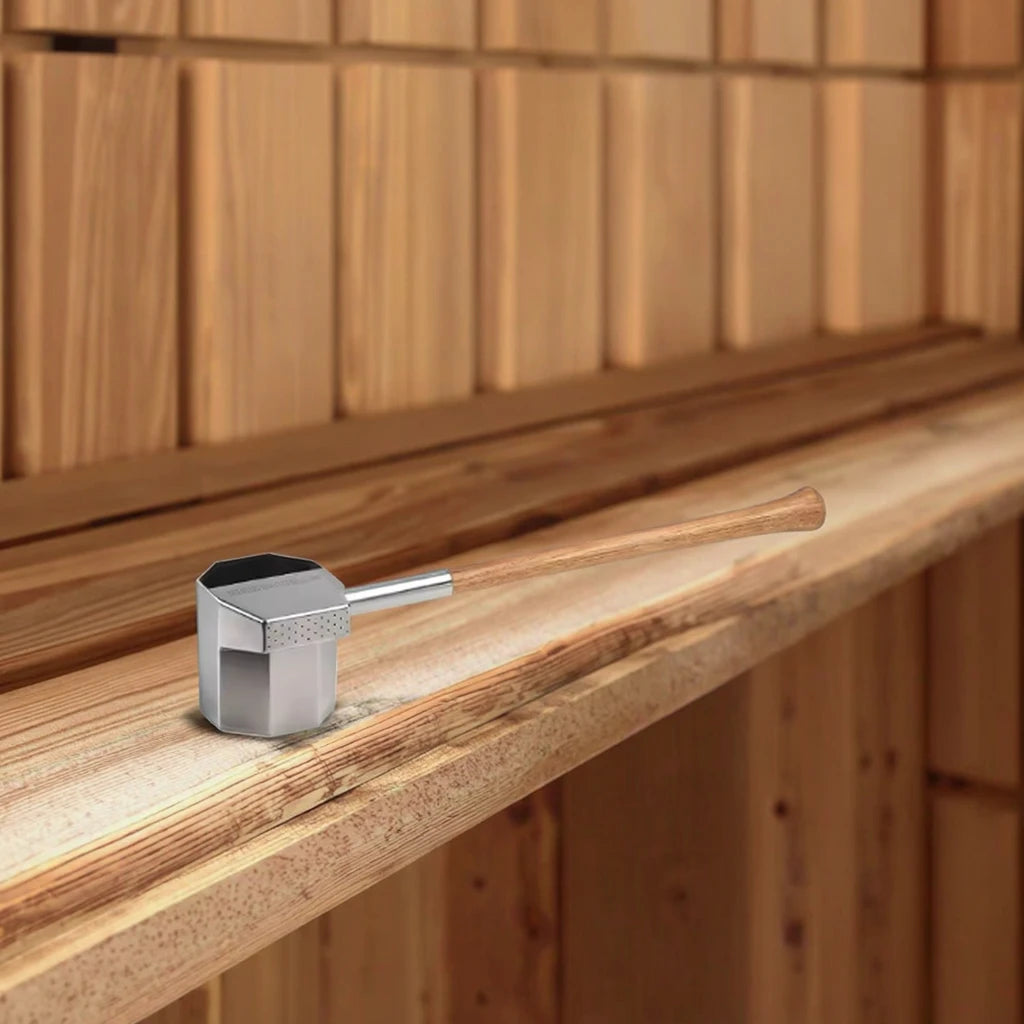Modern Designer Stainless Steel Sauna Ladle with Wood Handles Customized Size for Sauna Accessories
