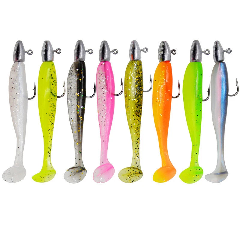 3.2g 6.2cm T-tail Soft Fishing Bait Matched With Head Hooks Artificial Wobblers Swimbait Fishing Tackles For Bass Pike Pesca