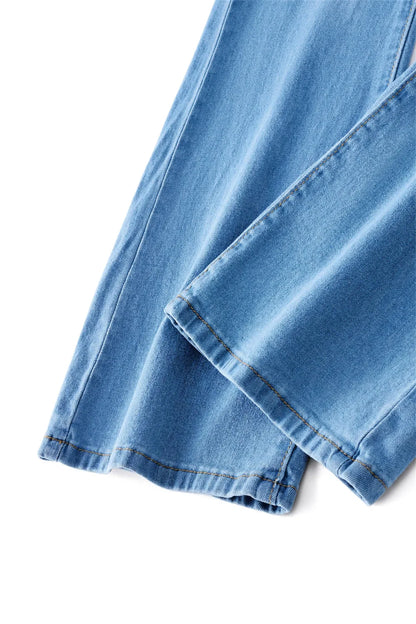 Flare Pants Jeans for Women Vintage Denims Stretch Mid Waist Washed Distressed Pockets Boot Cut 2025 Streetwear Skinny Trousers