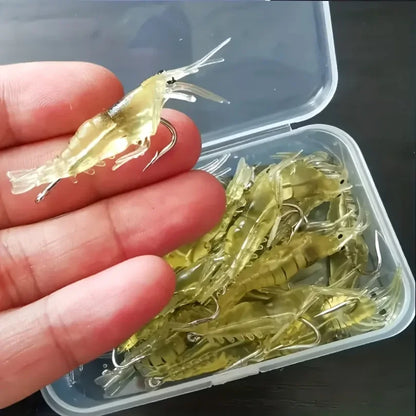 10/15/20pcs Goture Shrimp Lures Soft Shrimp Fishing Lures For Freshwater Saltwater Luminous Shrimp Bait Set With Sharp Hook Bead