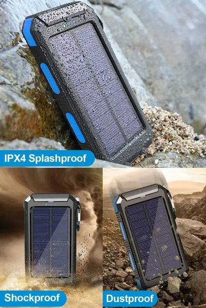 2026 New 200000mAh High Capacity Solar Power Bank Fast Charging USB-A/USB-C for IOS Android Portable Charger
