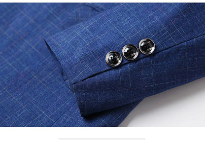 Herr Slim Fit Blazer – Rutig Strükfri Kavaj för Business Casual, Vår & Höst, 3 Färger