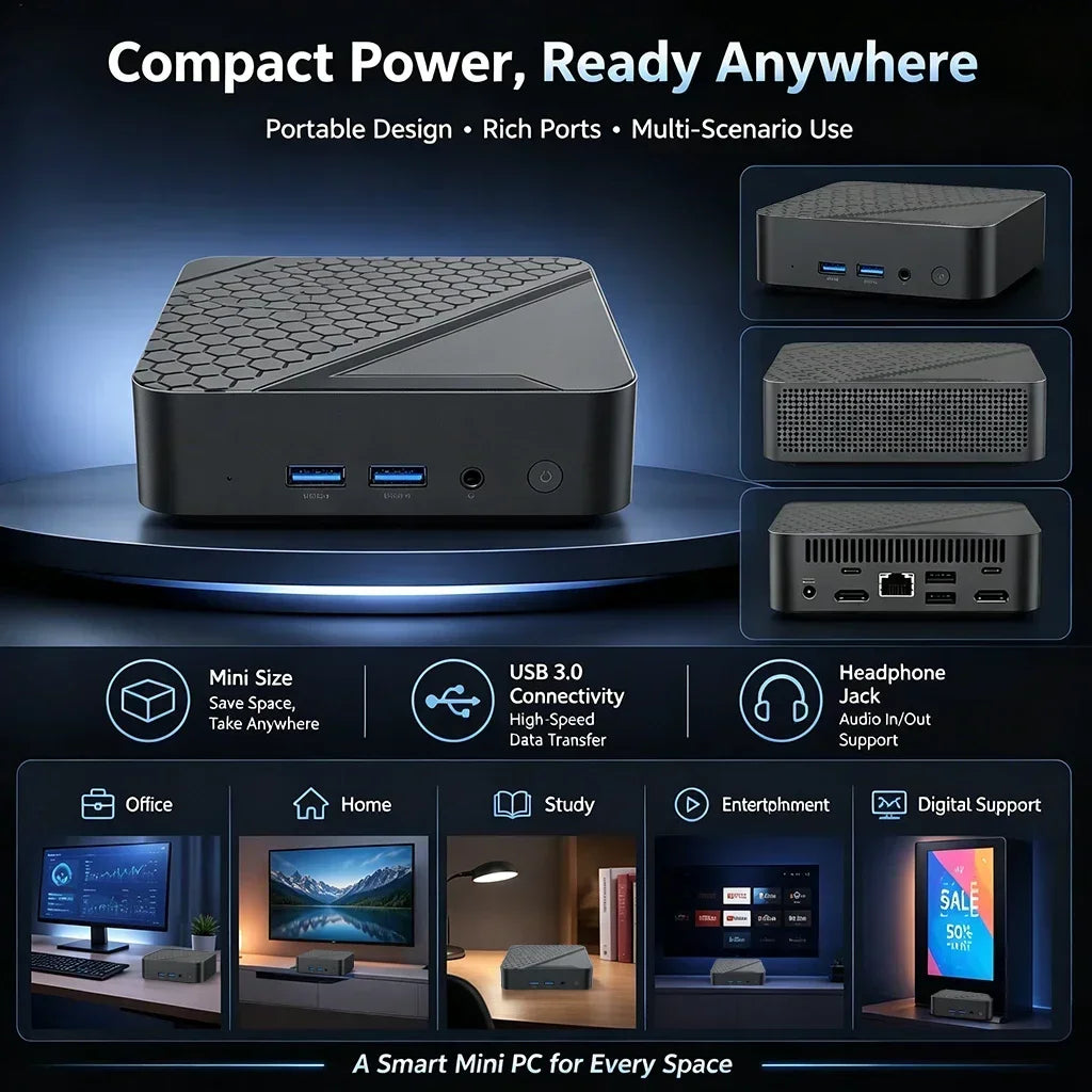 Intel i9 10980HK Mini PC New Portable High-Performance USB 3.0 16GB RAM DDR4 Wi-Fi6 high-frequency memory