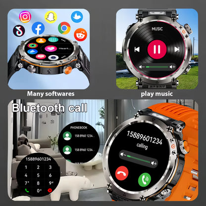 Militär Smartklocka – GPS, Kompass, IP69K Vattentålig, Utomhus & Äventyr, 7 Färger