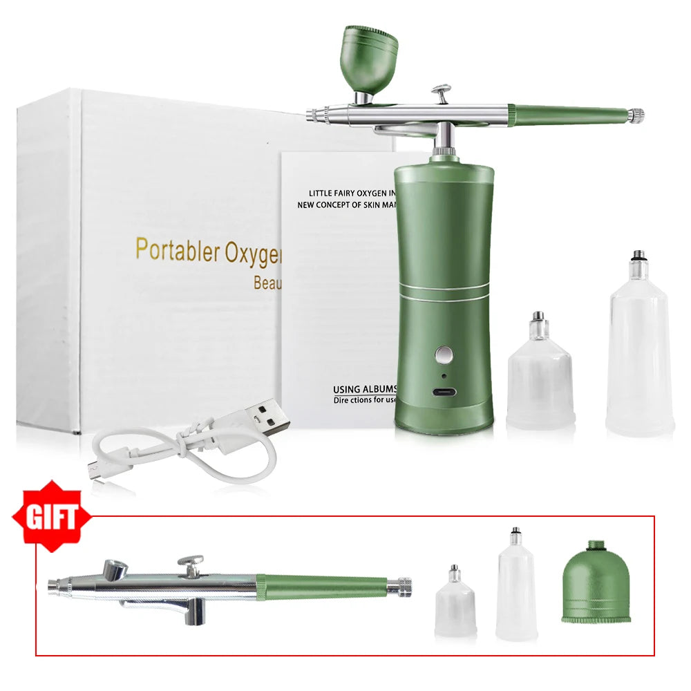 Trådlös Airbrush med Kompressor – 0,3mm Dubbel-action, Laddningsbar, för Konst, Naglar & Modeller