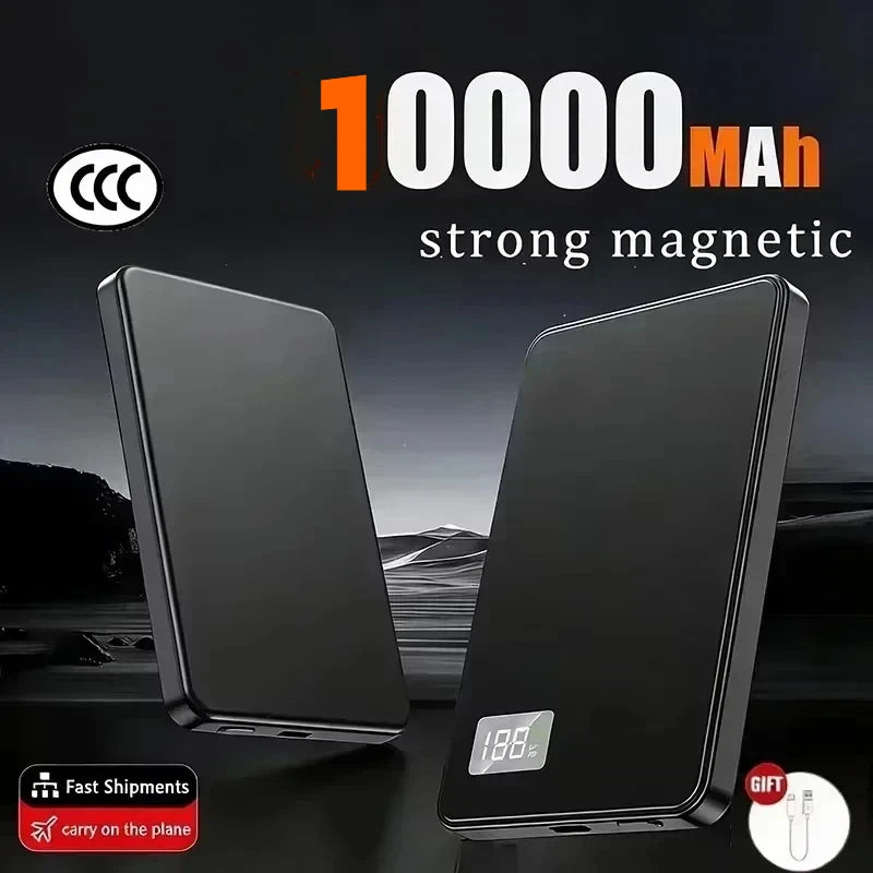 Lenovo Ultra-thin 500000mAh Mobile Power Bank For iPhone Xiaomi For MagSafe Magnetic Wireless Fast Charge Portable LED Display