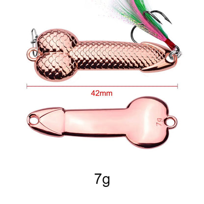 Metal Penis Spoon Lure 3g 7g 11g 15g 21g 28g 36g Hard Bait Tackle Sequin Vibrating Fishing Lure Artificial Bait Feather Hook VIB