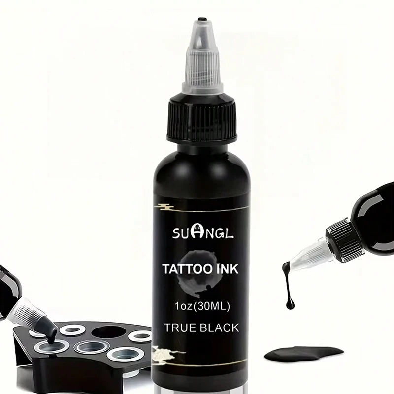 SUANGL Professional Black Tattoo Ink High Saturation Waterproof Permanent Pigment 30ml for Tattoo Studio Tattoo Accessories