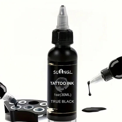 SUANGL Professional Black Tattoo Ink High Saturation Waterproof Permanent Pigment 30ml for Tattoo Studio Tattoo Accessories