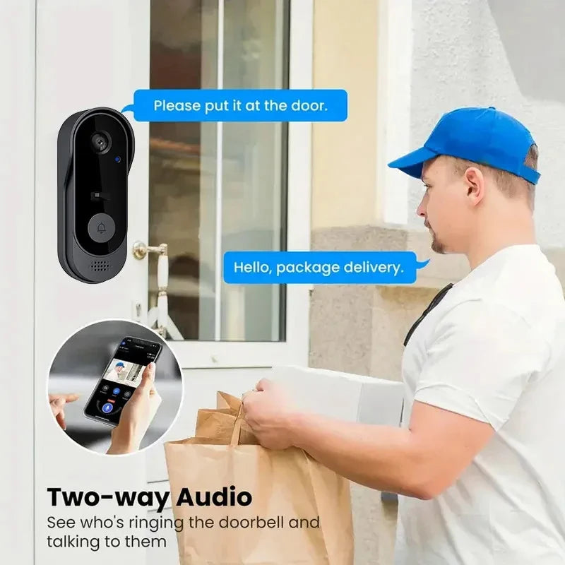 Tuya WiFi Smart Video Doorbell 1080P – 170°, Tvåvägsljud, IR-nattseende, 1000mAh, SD-kort & Moln