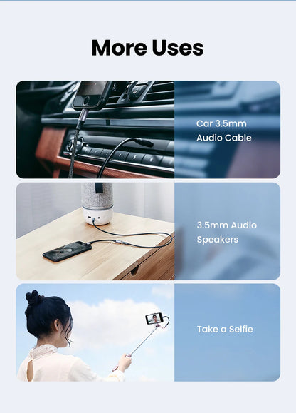 UGREEN Adapter for iPhones MFi DAC Lightning to 3.5mm Headphone Adapter For iPhone 12 11 Pro max xr Aux Cable Phone Accessories