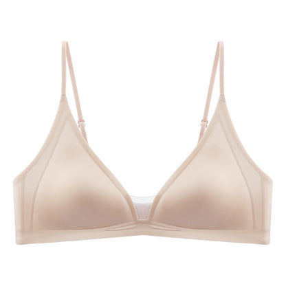 Thin Satin Wireless Deep V Bra Close-fitting Anti-sagging Push Up Underwear Traceless Gathered Breasts Seamless Bras Sport