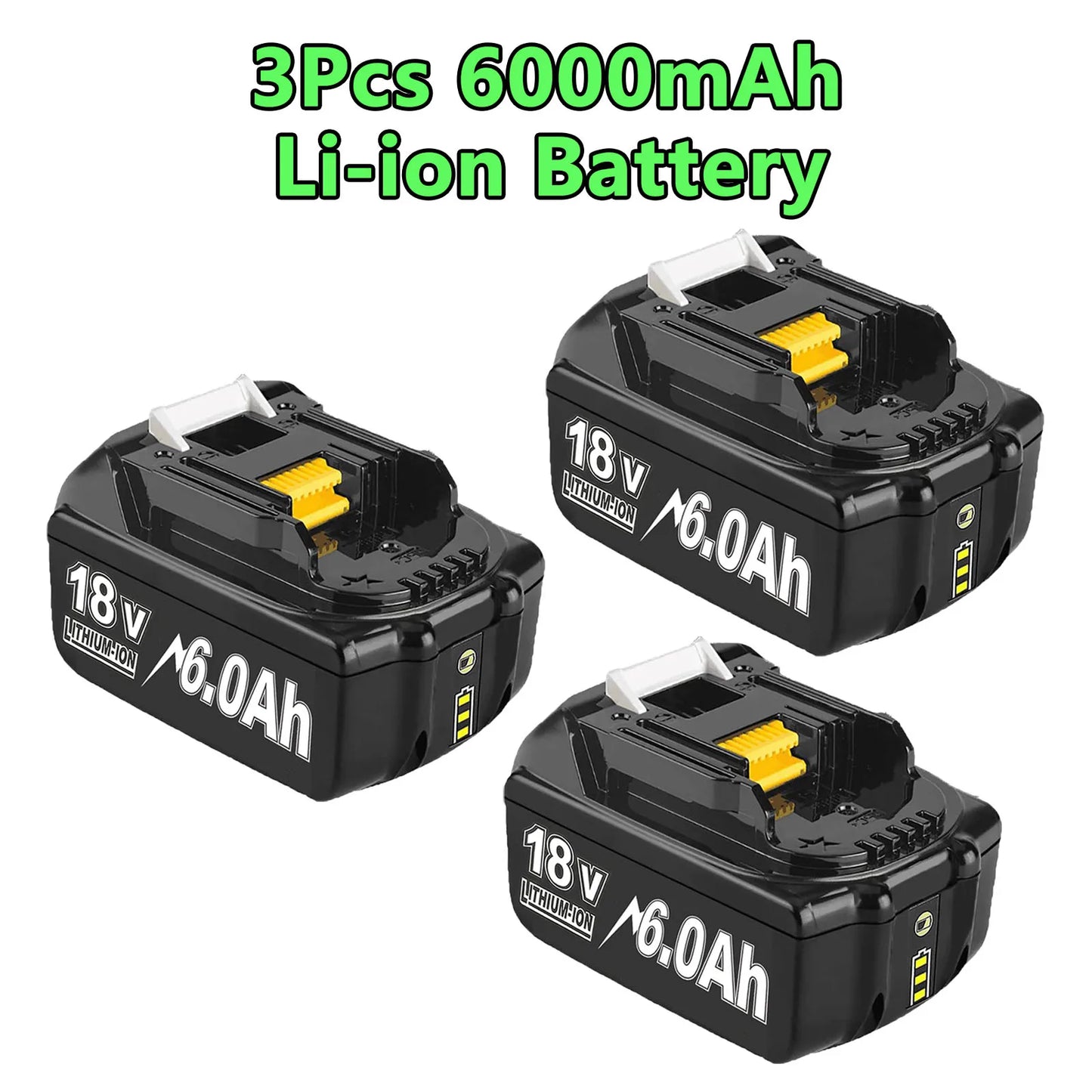 For Makita BL1830 Battery Rechargeable 6000mAh/9000mAh BL1840 BL1850 BL1860 18V Replacement With Single 4A/Dual 6A Charger