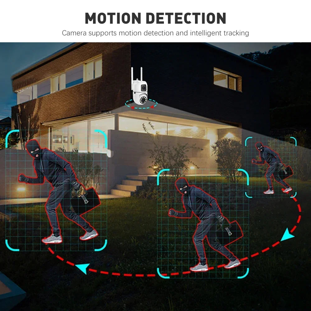 WiFi IP Camera Security Protection Dual Lens Dual Screen Wireless Indoor Monitor Auto Track PTZ CCTV Video Surveillance V380 Pro