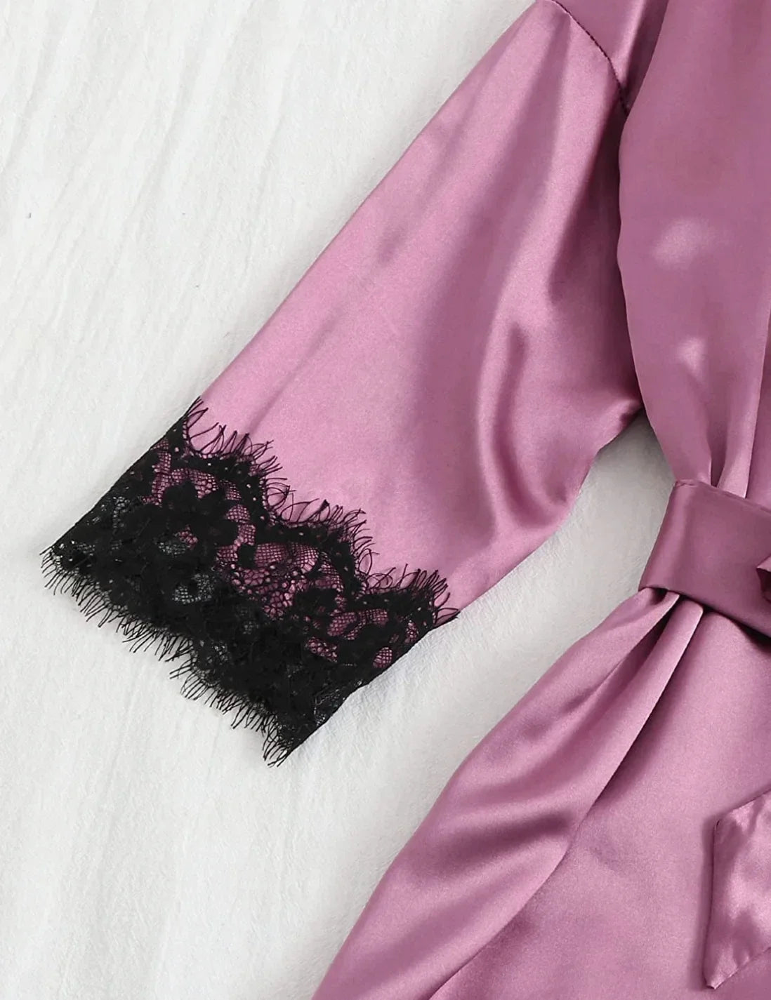 Pyjamasset dam med satinkänsla och spets – sex färger, S–2XL