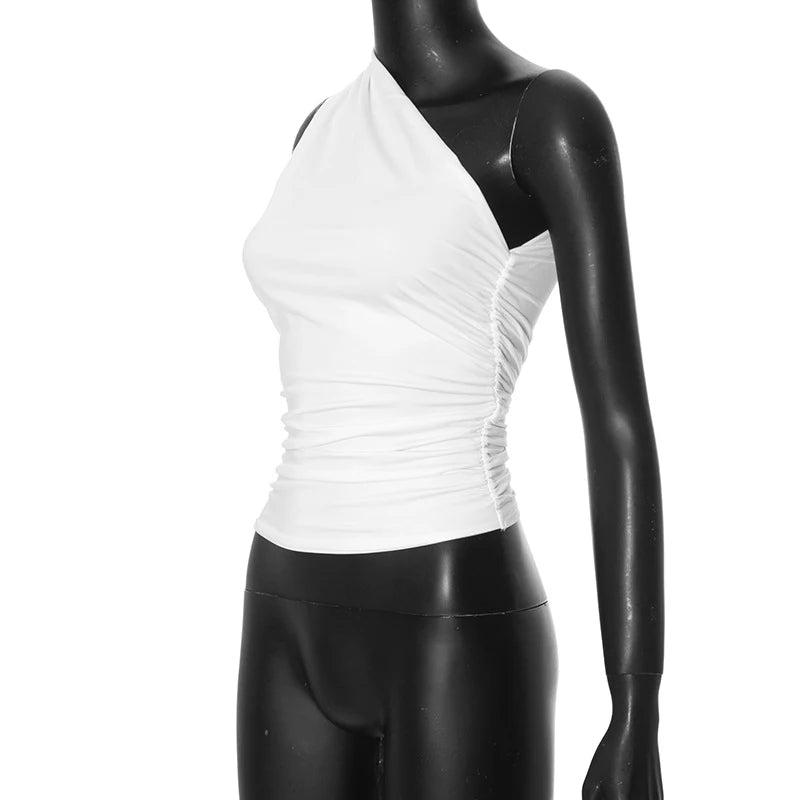 BIDIJONES one-shoulder-topp dam med öppen rygg – enfärgad, S–L