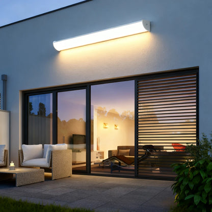 Modern Lång LED Vägglampa Utomhus – IP65, Fjärrdimmer, Varmvit/Kallvit, Svart/Silver, 55–145CM, 20–50W