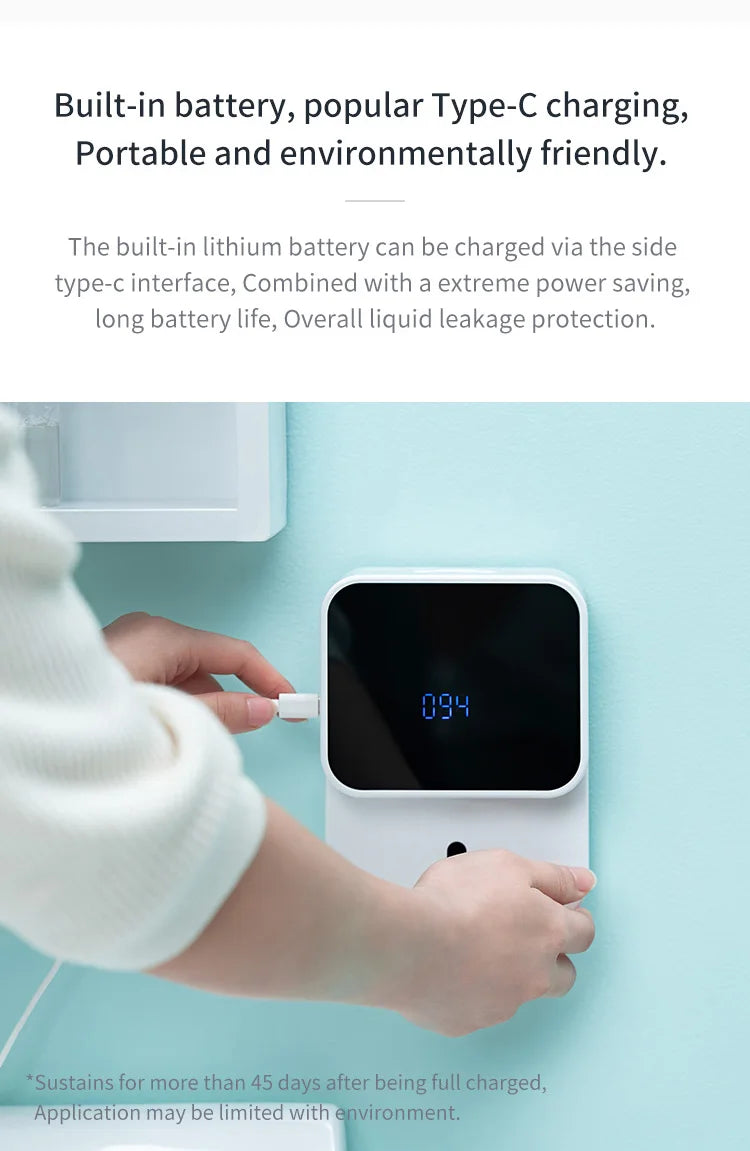New Liquid Soap Dispensers Rechargeable Wall-mounted Three-Speed Adjustment Automatic Foam Dispenser Hand Sanitizer Machine