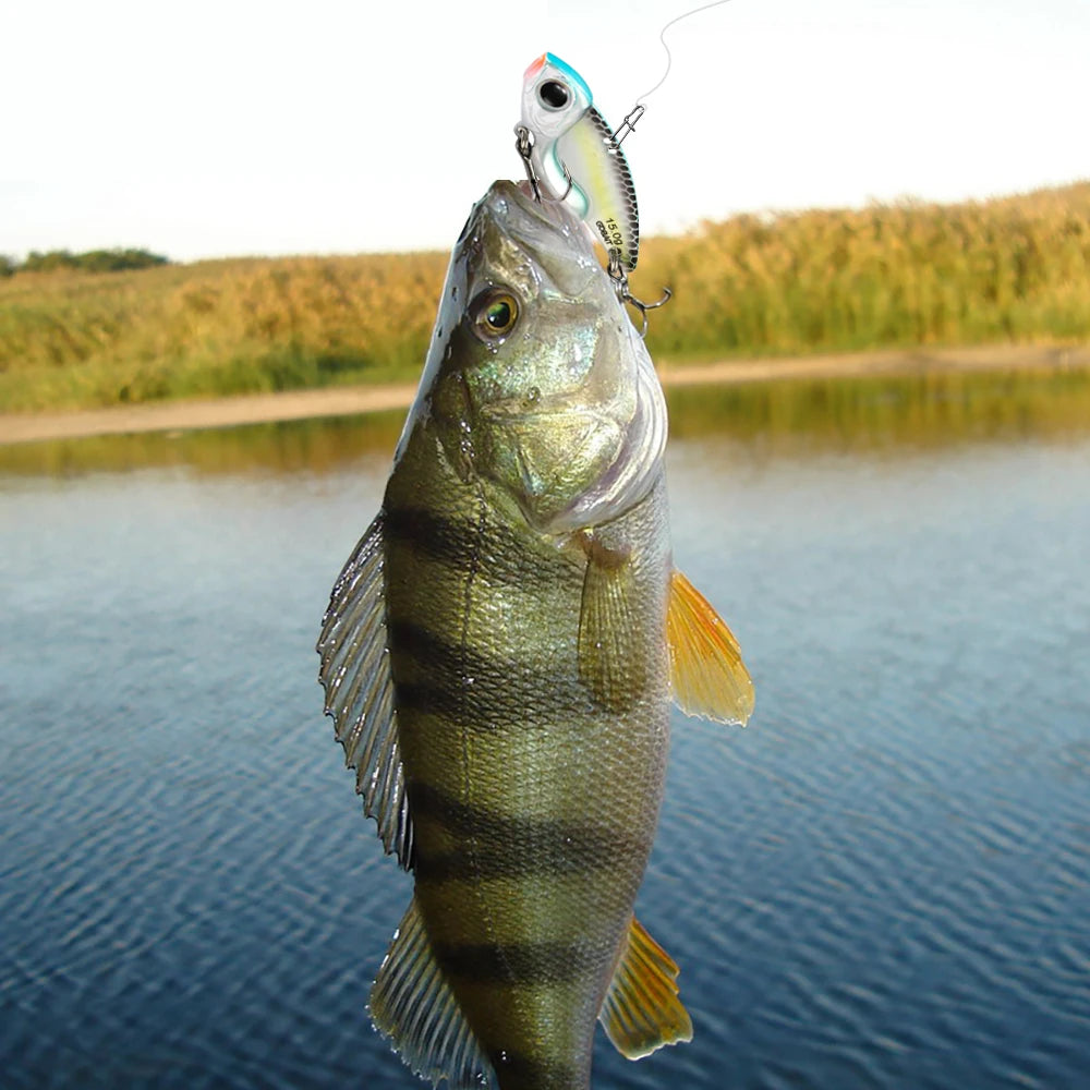 VIB Lure Metal Jig HardBait 7g 10g 15g Spoon Spinner Laser Painting 3D Eyes Fishing Tackle Strong 3X Hooks Swimbait Pesca Bait